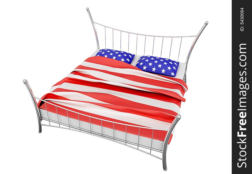 Image of bed. White background. Image of bed. White background.