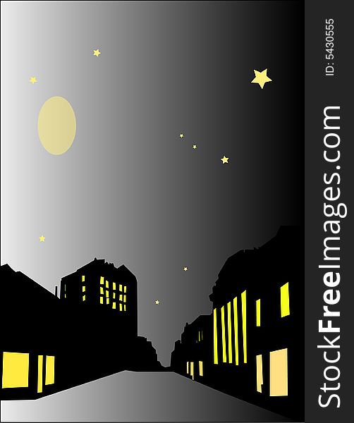 Illustration of night in city