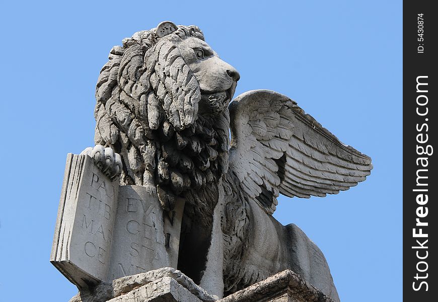 Venetian Lion on the Piazza Erbe in Verona, Italy