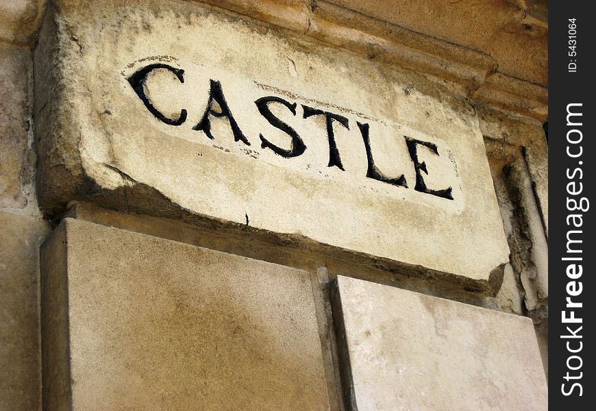 Engraving on gate outside Wisbech castle. Engraving on gate outside Wisbech castle