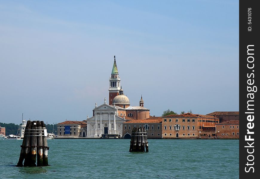 Canal and a church in Venice, Italy