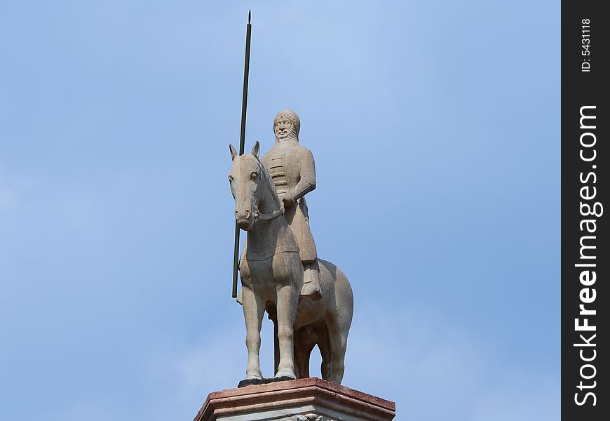 Statue on Scaligeri tomb in Verona, Italy