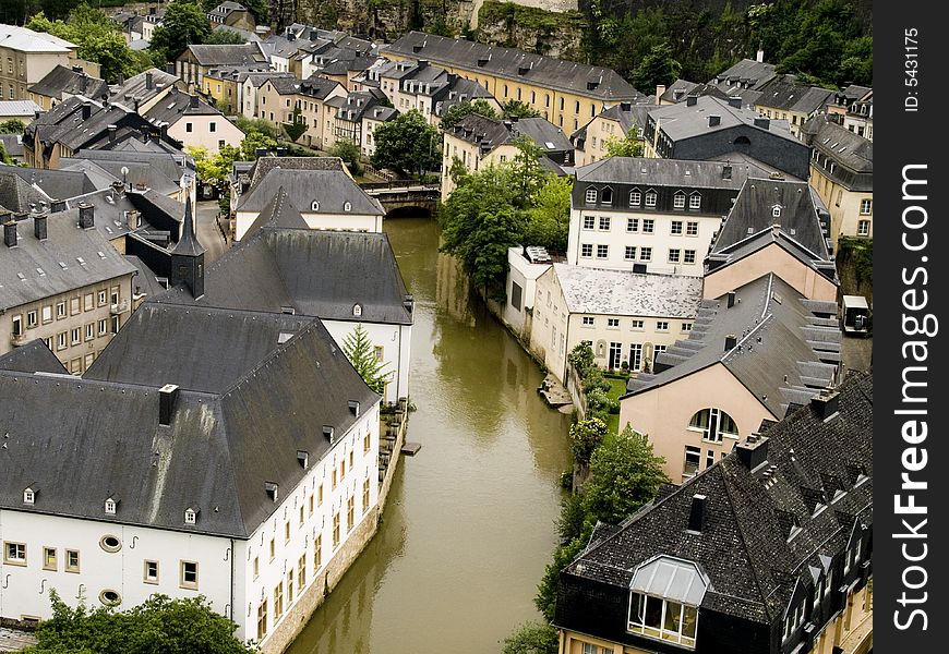 View over the old part of Luxembourg situated at the river