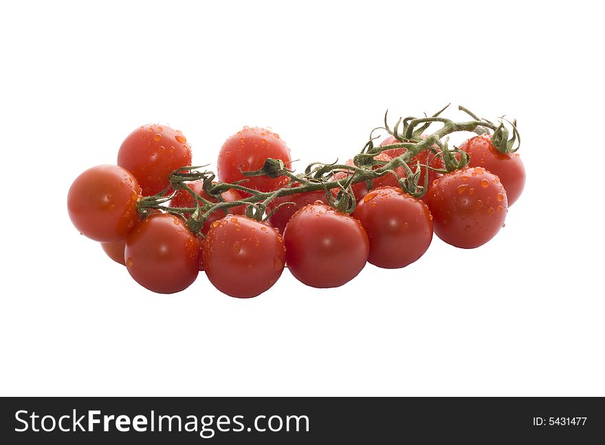 Ripe red tomatoes on isolated white background