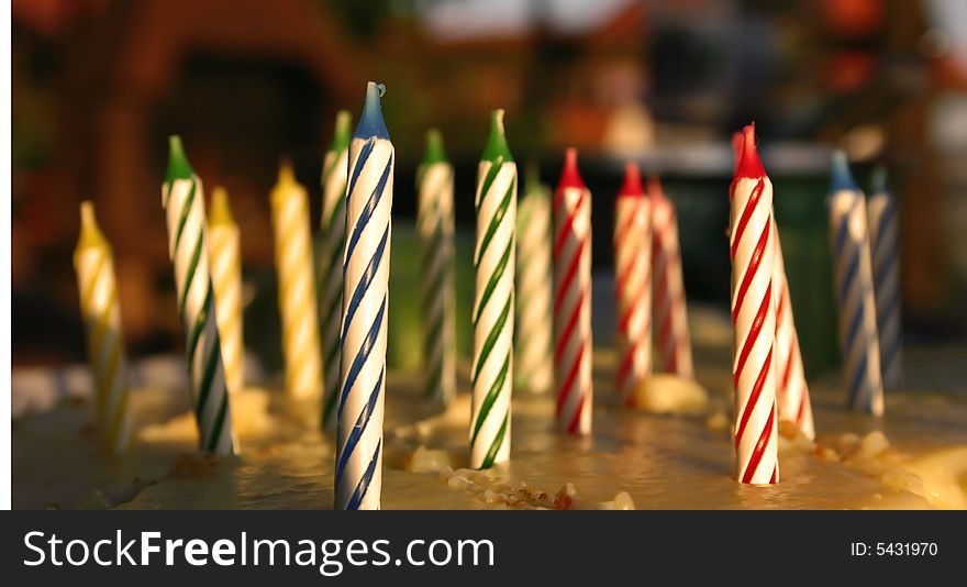 Birthday candles on a home made cake