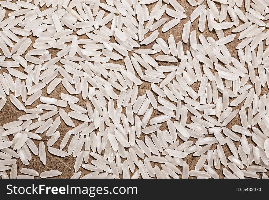 Rice On Wooden Table