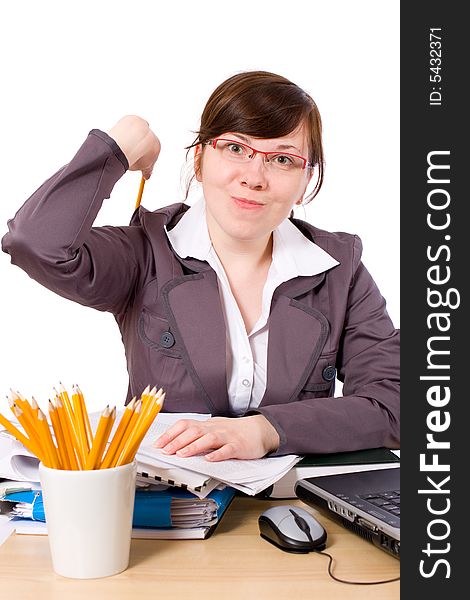 Angry student or office worker, stressed, business emotion, isolated. Angry student or office worker, stressed, business emotion, isolated