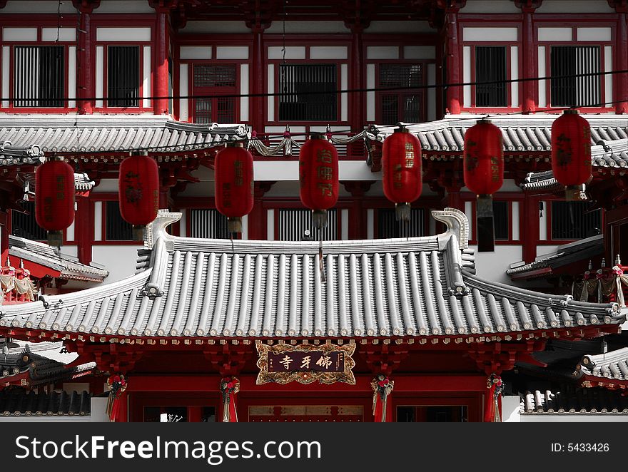 A picture of a facade at the Buddha Tooth Relic Temple, Singapore. A picture of a facade at the Buddha Tooth Relic Temple, Singapore