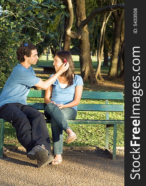 Couple on a park bench. Couple on a park bench
