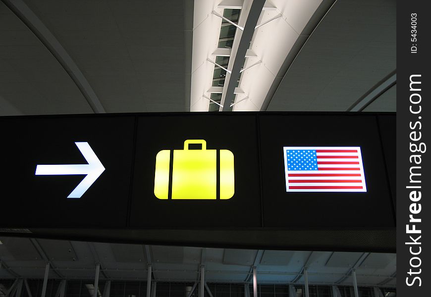 Luggage sign in a modern airport