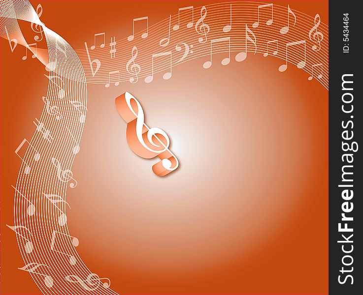 Music symbol lined with brown coloured background. Music symbol lined with brown coloured background