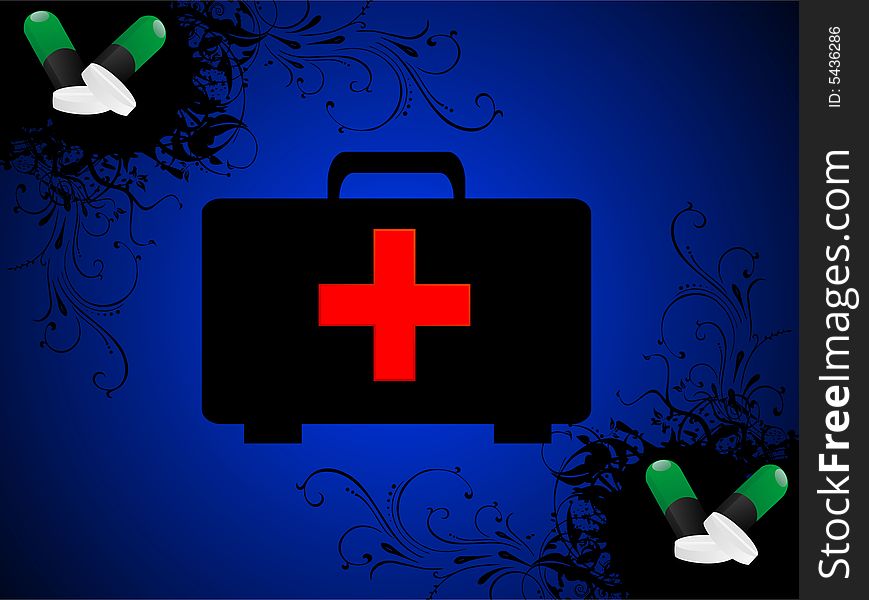 First aid box on abstract background