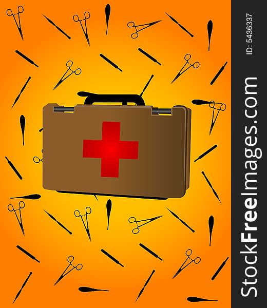 First aid box with scissors. First aid box with scissors