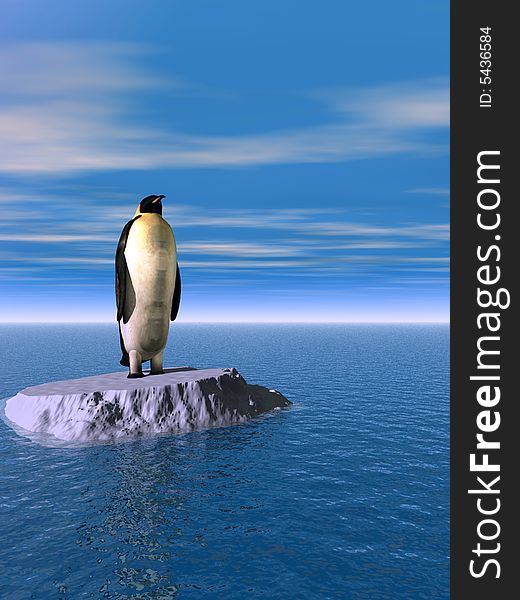 Antarctic penguin on ice - 3d scene