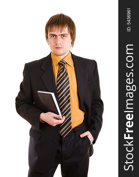 Businessman with a document case look forward. Businessman with a document case look forward
