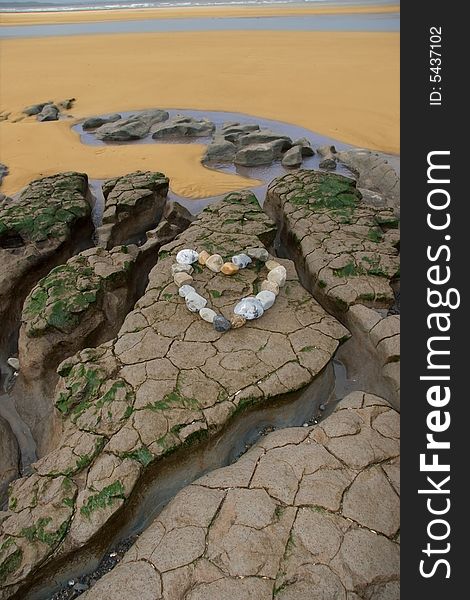 A love heart arranged with stones on the west coast of ireland near ballybunion. A love heart arranged with stones on the west coast of ireland near ballybunion