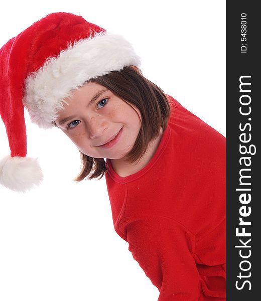 Cute Girl Wearing Santa Hat