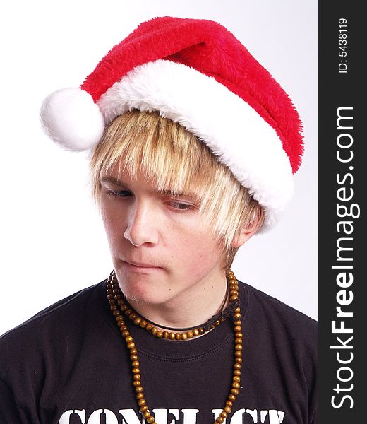 Cute blonde teenage Santa boy. Cute blonde teenage Santa boy