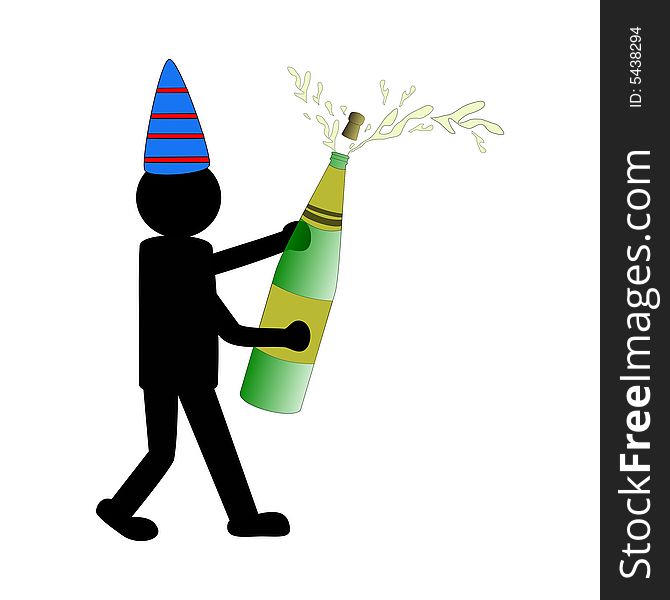 Man With Champagne - Clip Art