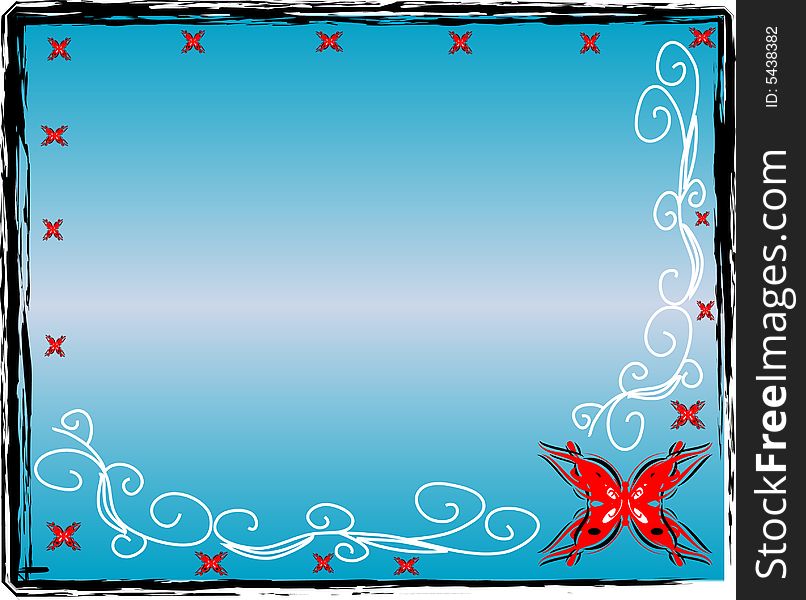 Vector illustration of a butterfly frame