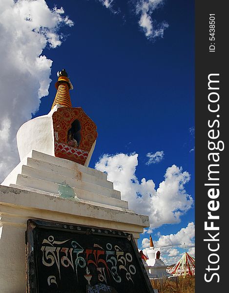 Tibet white pagodas