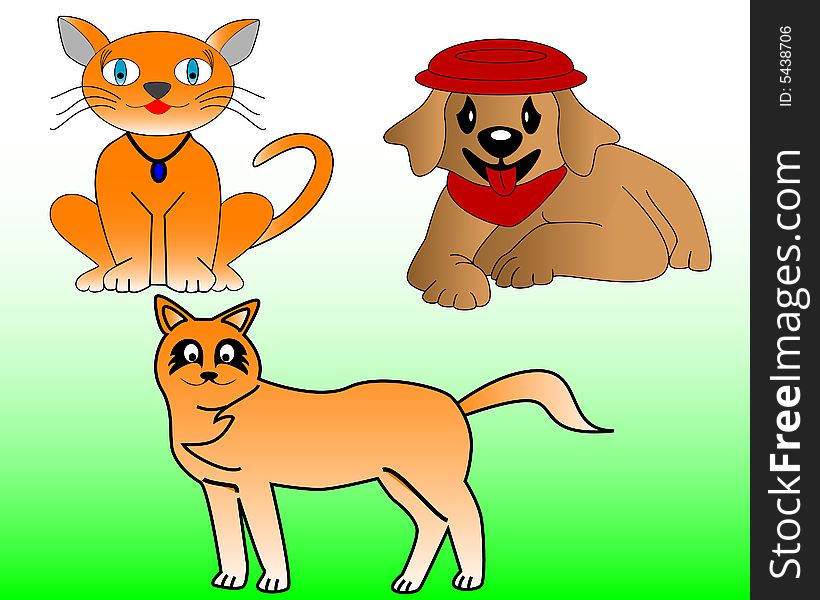 Vector illustration of pets and a fox