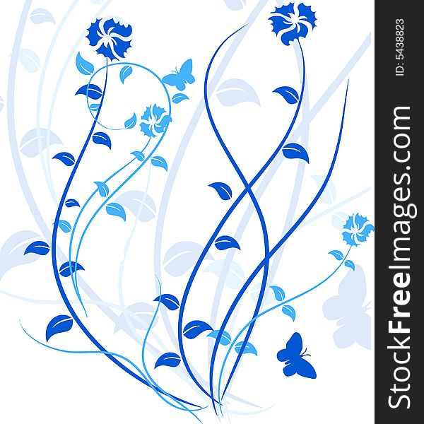 Blue floral backdrop. Vector illustration. Blue floral backdrop. Vector illustration.