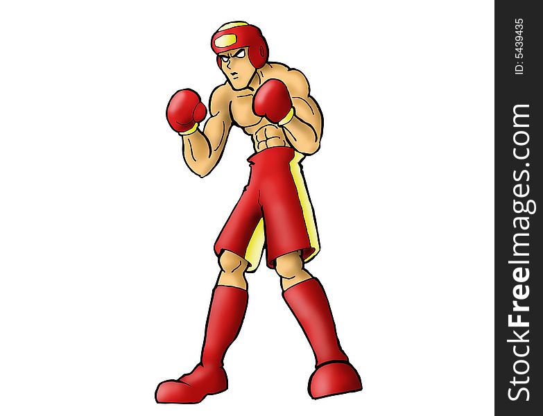Isolated boxer in red