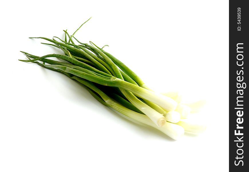 Fresh green onion isolated over white