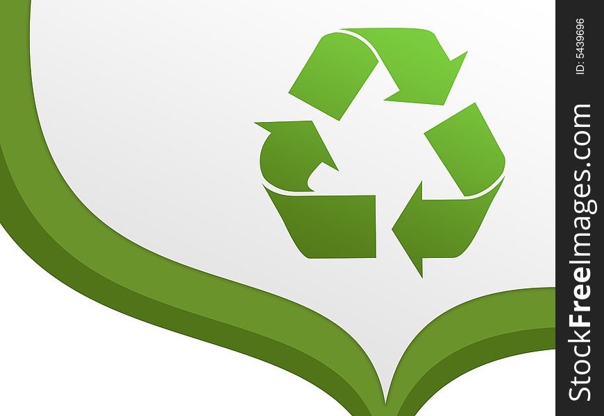 Recycling illustration with green waves and recycling symbol. Recycling illustration with green waves and recycling symbol