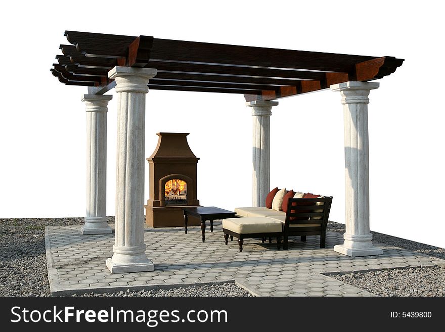 Elegant fire place made from cement