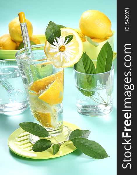 Glass Of Fresh Water With Lemon