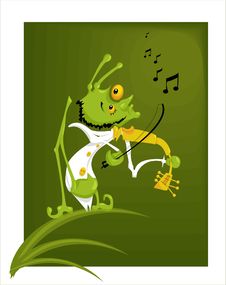 Grasshopper With A Violin Royalty Free Stock Photos