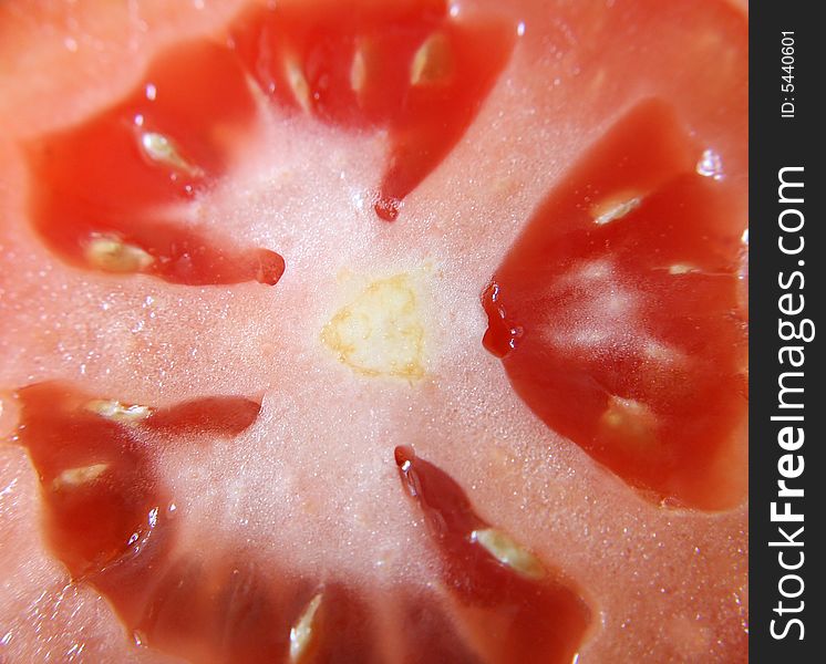 A close up view of slices of roma tomatoes