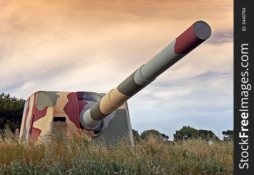 Battery of coastal artillery in Spain