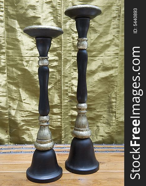 Beautiful wood and copper pair of candle holders. Beautiful wood and copper pair of candle holders.