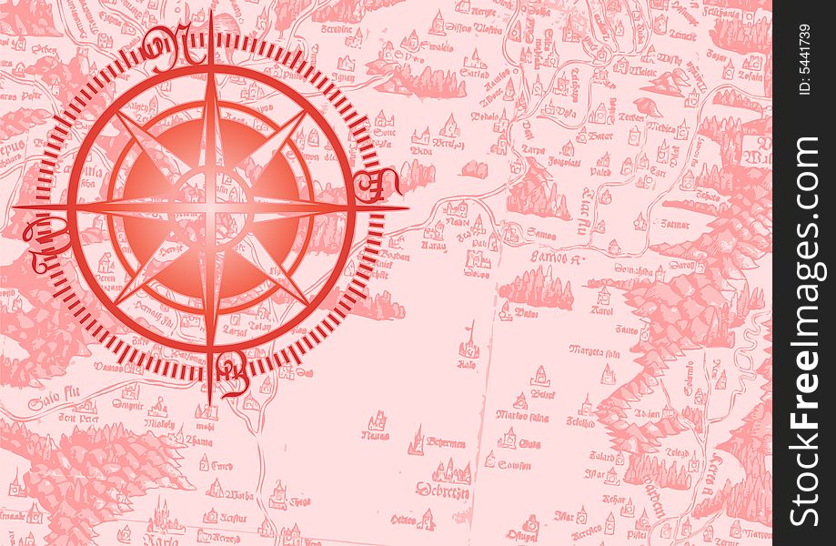 Old compass with oldies map designed for a large size poster. Old compass with oldies map designed for a large size poster.