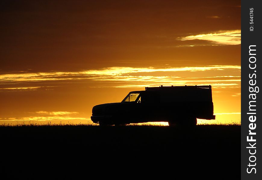Old Vehicle At Sunset