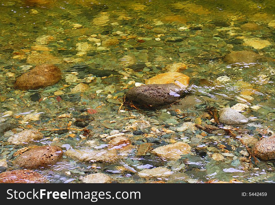 Pure river transparent water.