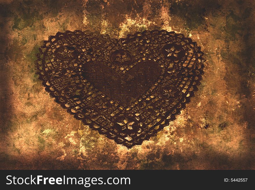 Abstract Gunge Style Background with Heart and Scratches