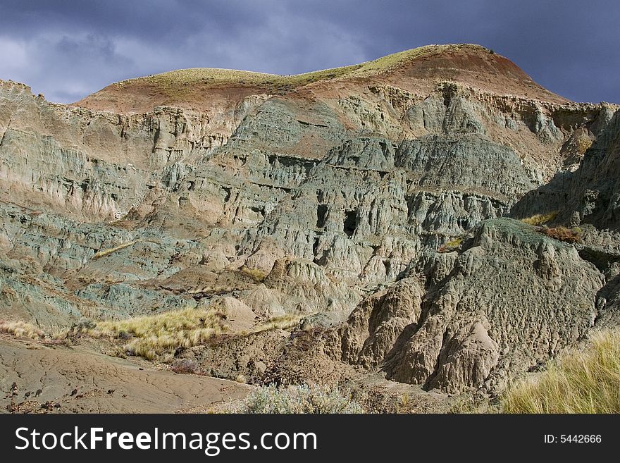 Strange green rock formations in the Eastern Oregon desert. Strange green rock formations in the Eastern Oregon desert