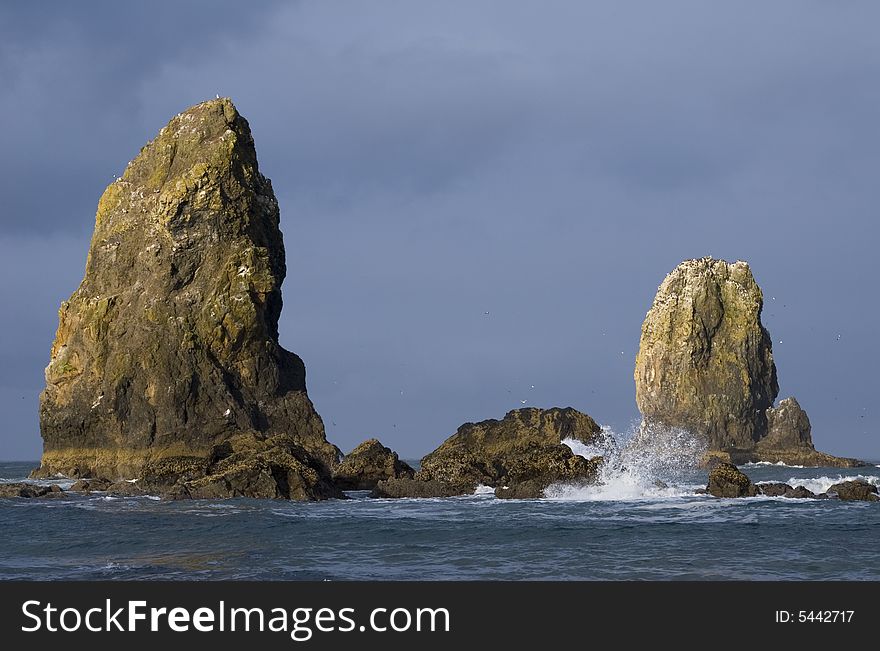 Early morning view of rocks at Cannon Beach, Oregon. Early morning view of rocks at Cannon Beach, Oregon