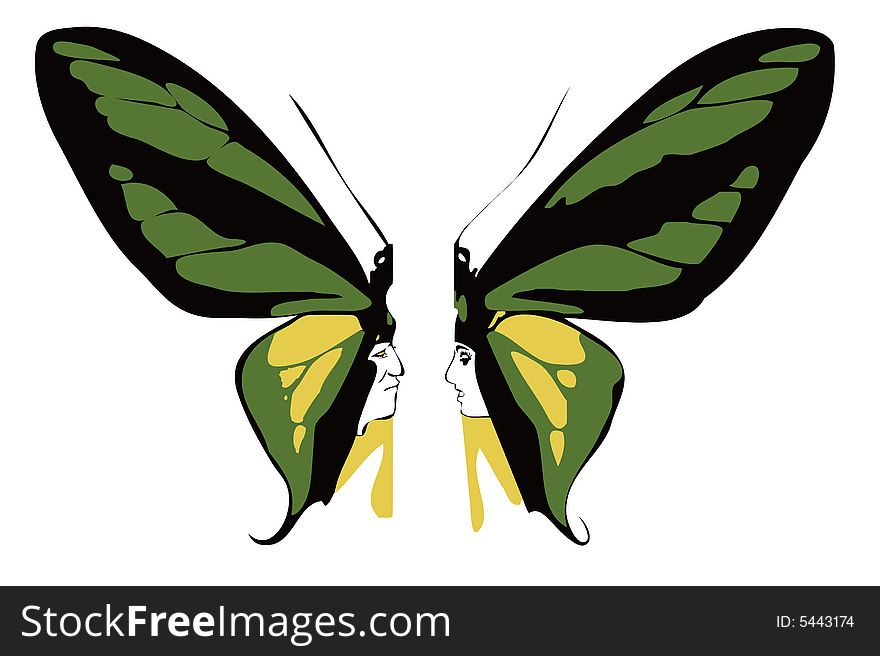 a papilionaceous couple ready to kiss ,concept of kiss