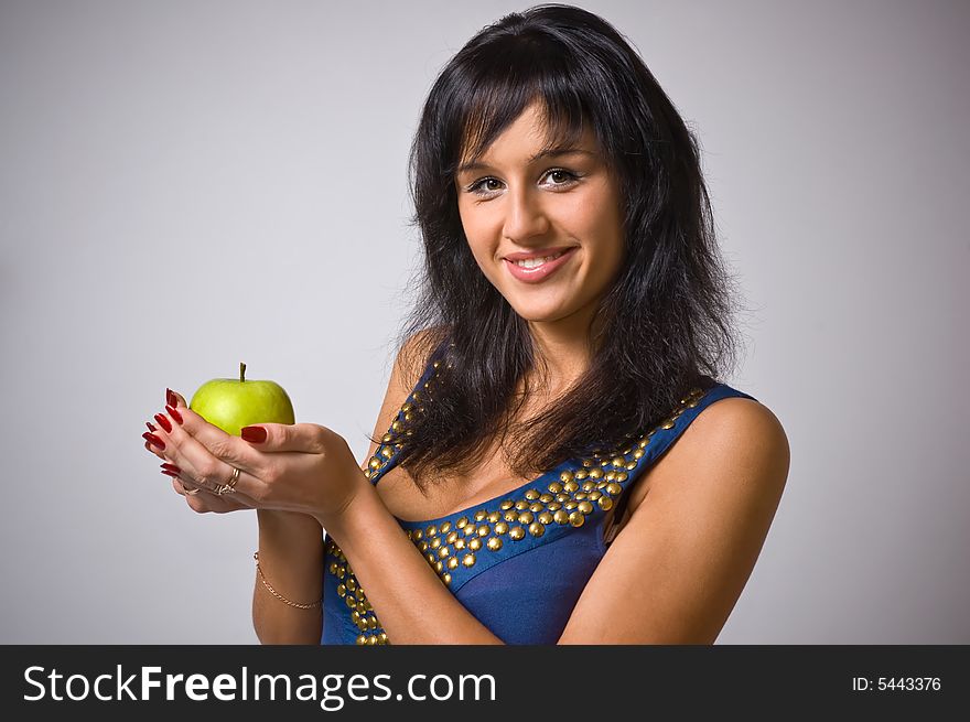 The Brunette With A Green Apple