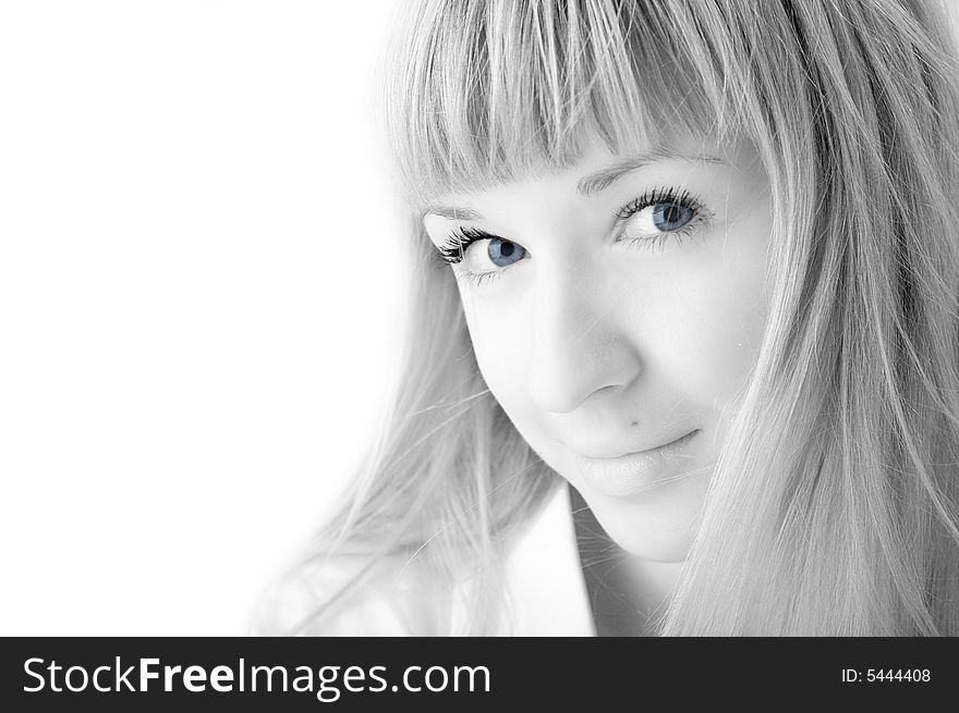 Beauty girl portrait on white background