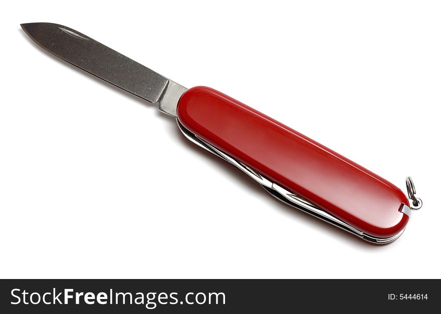 Folding pocket knife isolated on white background