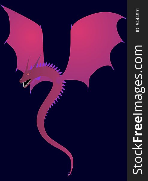 Illustration of winged purple dragon
