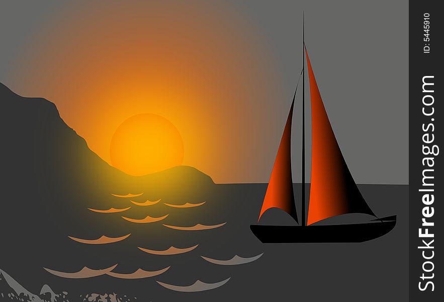 Sailboats at the forefront. Figure graphic. Sailboats at the forefront. Figure graphic.