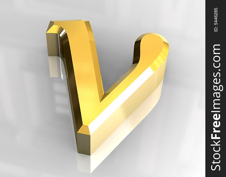 Nu Symbol In Gold (3d)