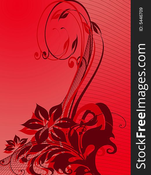 Red background with floral ornament. Red background with floral ornament